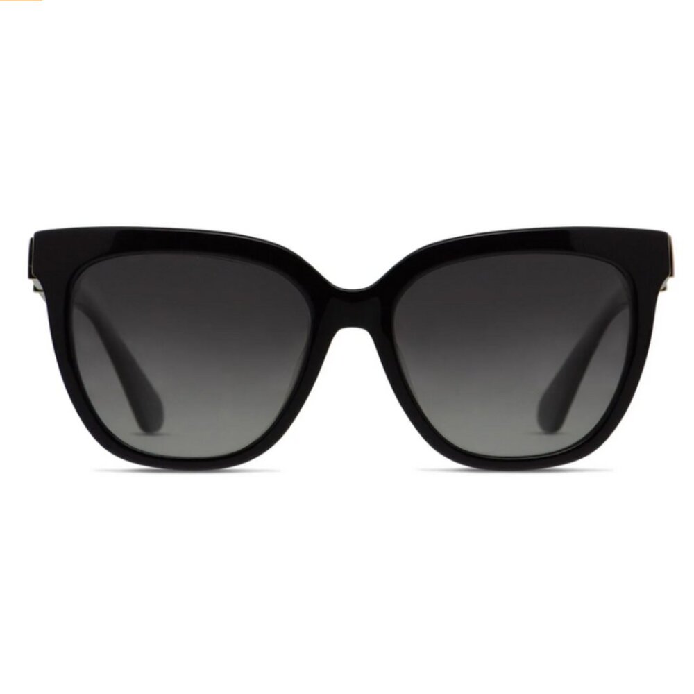 Kate Spade Khali Designer Sunglasses Black Silver w/Grey Lens Oversized Classic